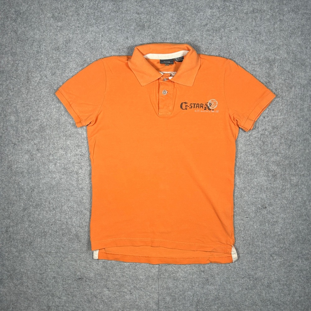 G-Star Raw clothing item Mens S Orange Cross Polo T S/S Y2K Streetwear
